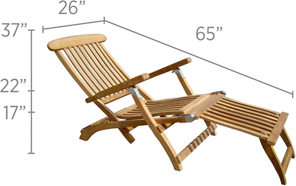 Teak Lounging Steamer Deck Chair