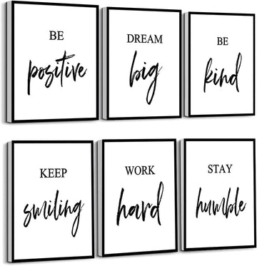 Inspirational Wall Art, Framed Motivational Canvas Wall Art Positive Quote Bedroom Office, Stretched Ready to Hang