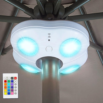 Patio Umbrella Lights Outdoor Umbrella Pole Light Battery Operated Cordless 12 Color Changing Umbrella Light with