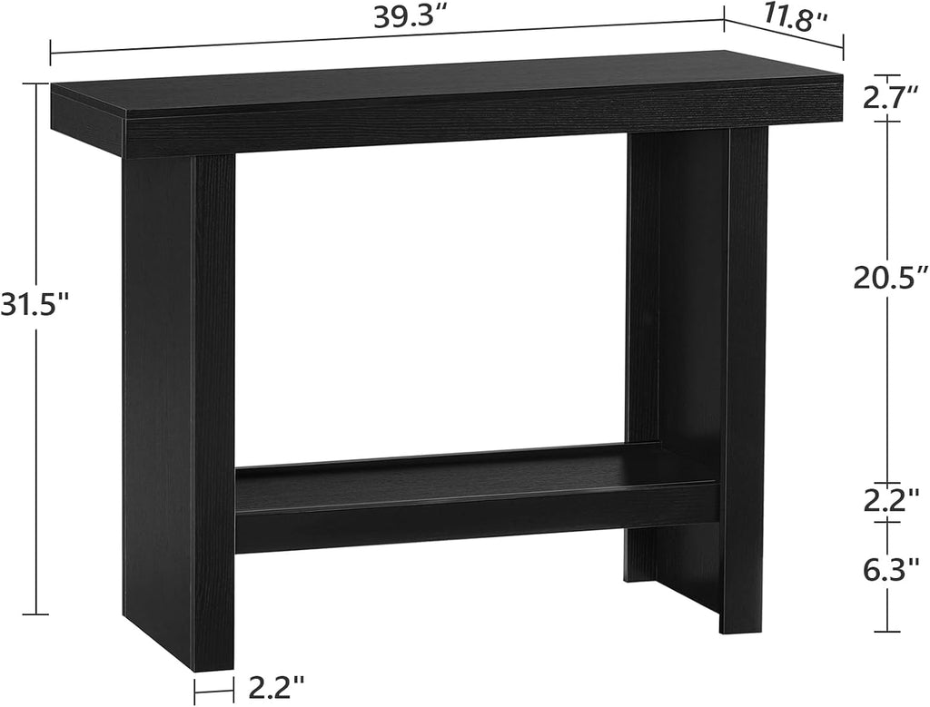 Console Table, 39.4'' Black Rectangular Entryway Table, Modern Console Table with Storage, Sofa Tables , Foyer