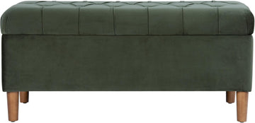 40" Ainsley Button Tufted Storage Bench - Loden Green Velvet