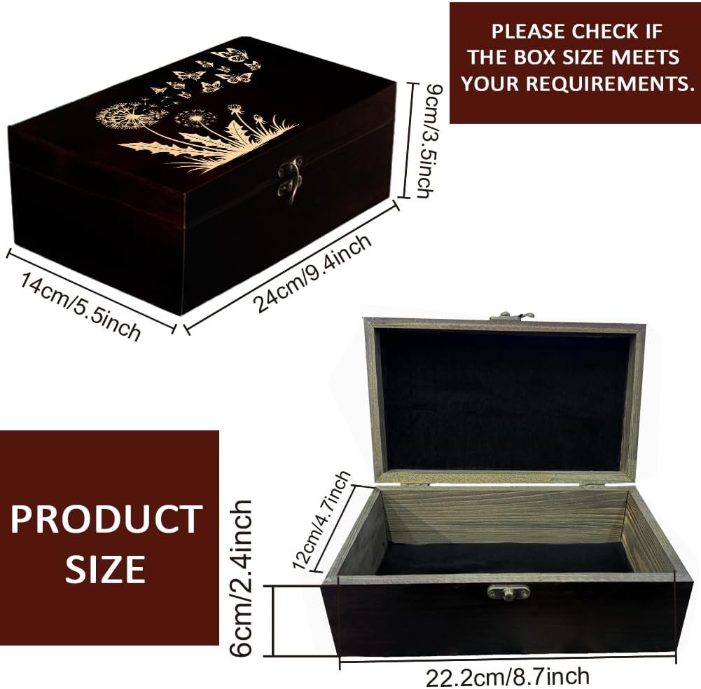 Dandelion Butterfly Wooden Memorial Storage Box with Hinged Lids