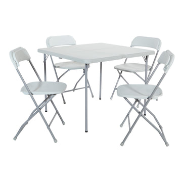 Star Resin 5-Piece Folding Square Table and Chair Set, Light Grey