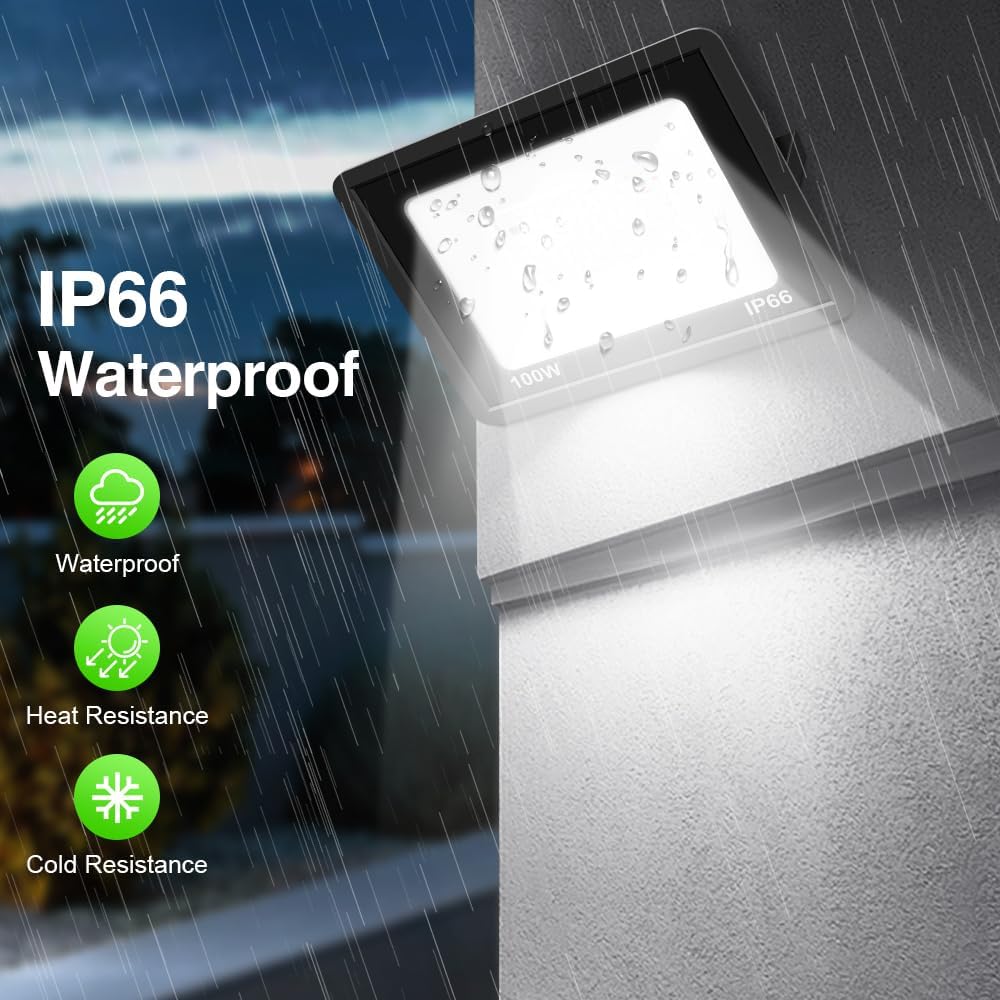 4 Pack 100W RGB LED Flood Lights, 12000LM Color Changing Smart Floodlight with Remote, Waterproof DIY Uplights for