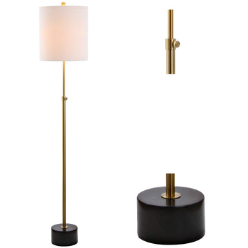 Crosby 66" Metal LED Floor Lamp, Brass Gold/Black Marble