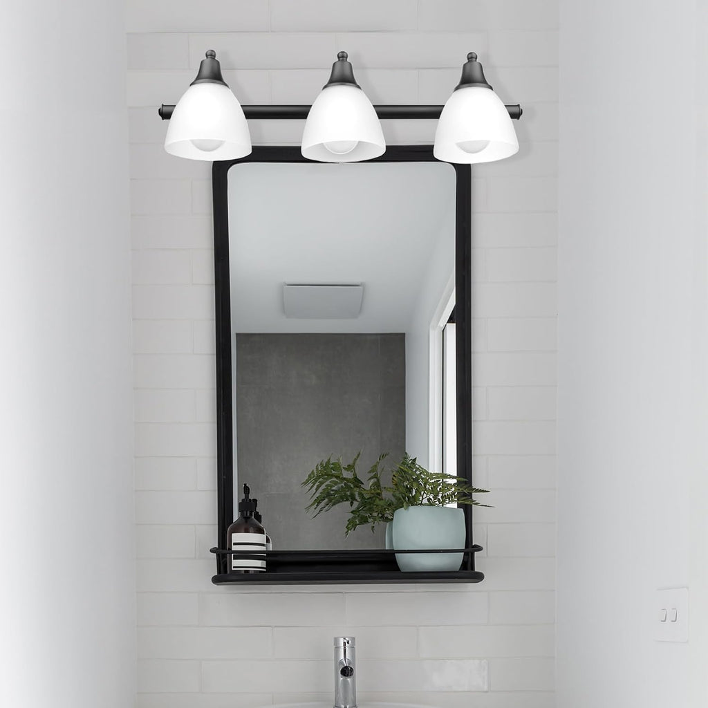 Jayden 5-Piece All-In-One Bathroom Set, Oil Rubbed Bronze, 3-Light Vanity Light with Frosted Glass Shades, Towel Bar