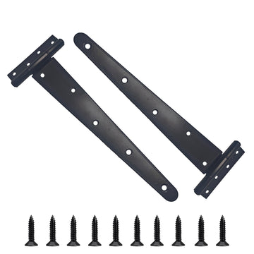 2PCS 12" Heavy Duty T-Strap Hinges, Black Rustic Iron Hinge, Rustproof Gate Tee Hinges for Outdoor Sheds, Barn Doors