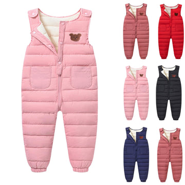 Toddler Snow Pants Boys Girls Winter Warm Puffer Zip Up Kids Snow Suit Bibs