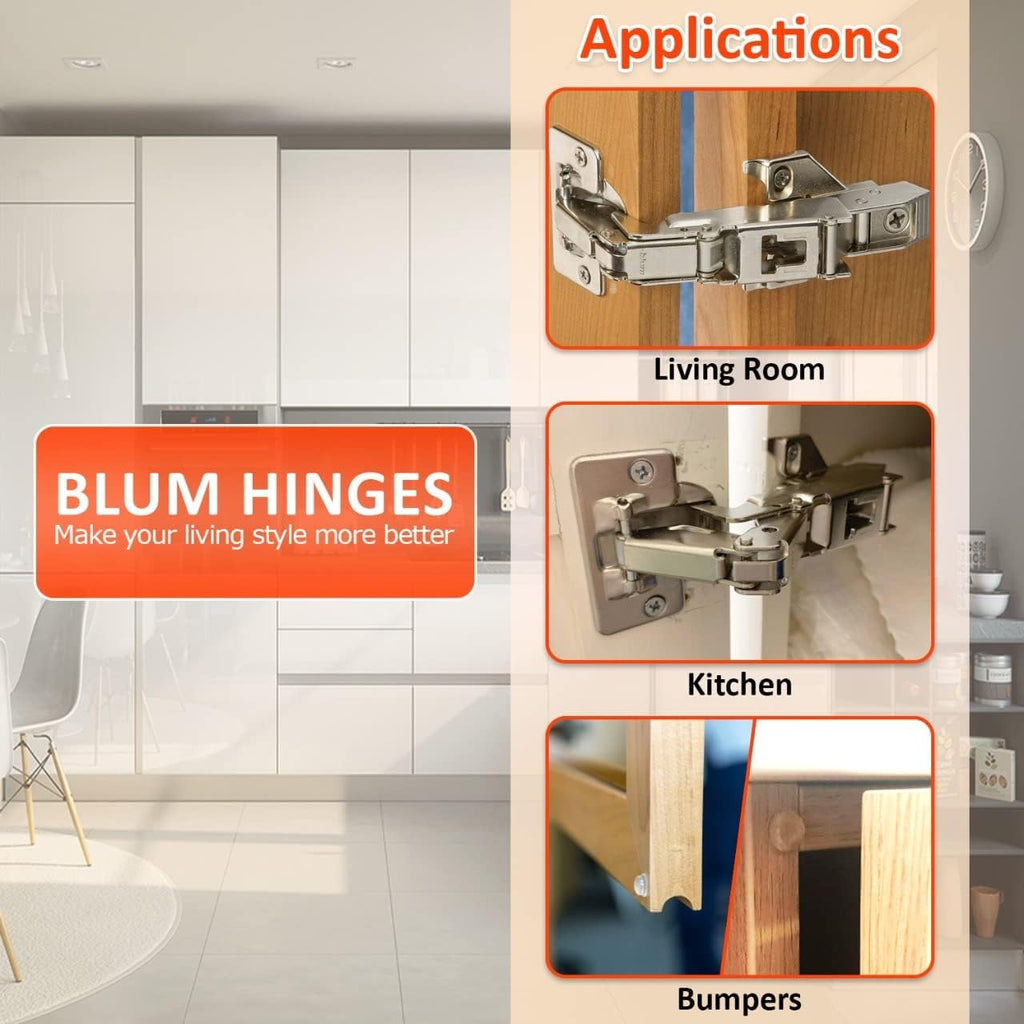 170 Degree (B71T655) Cabinet Hinges Bundle - Pack of 2 Full Overlay Self Close Door Face Frame Nickel Hinges with