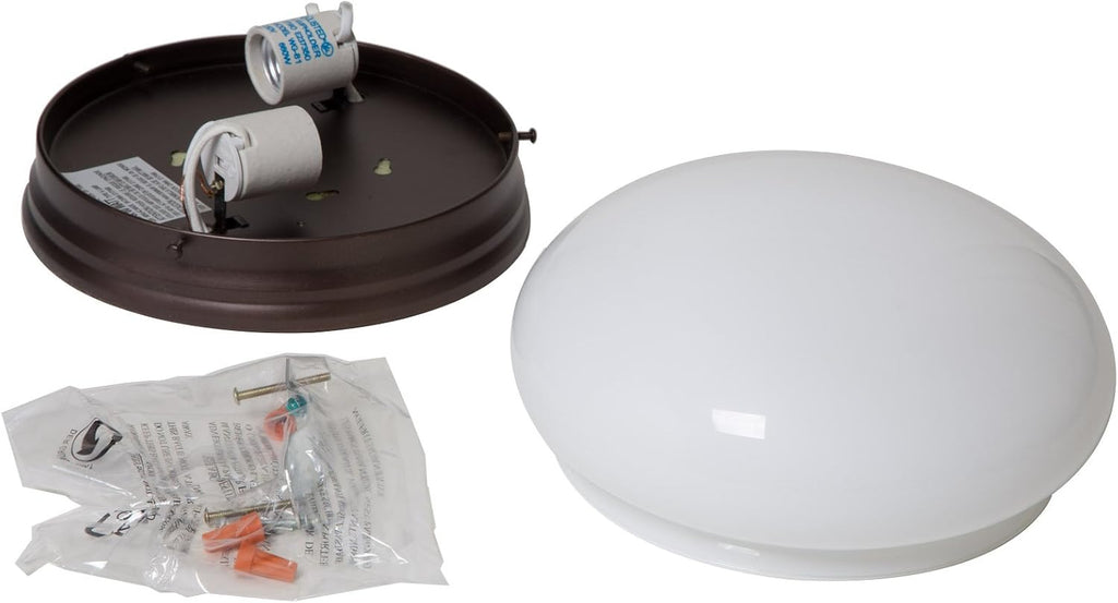 Dimmable Round Ceiling Light Fixture, (2) W Medium A19/CFL Lamp, Bronze
