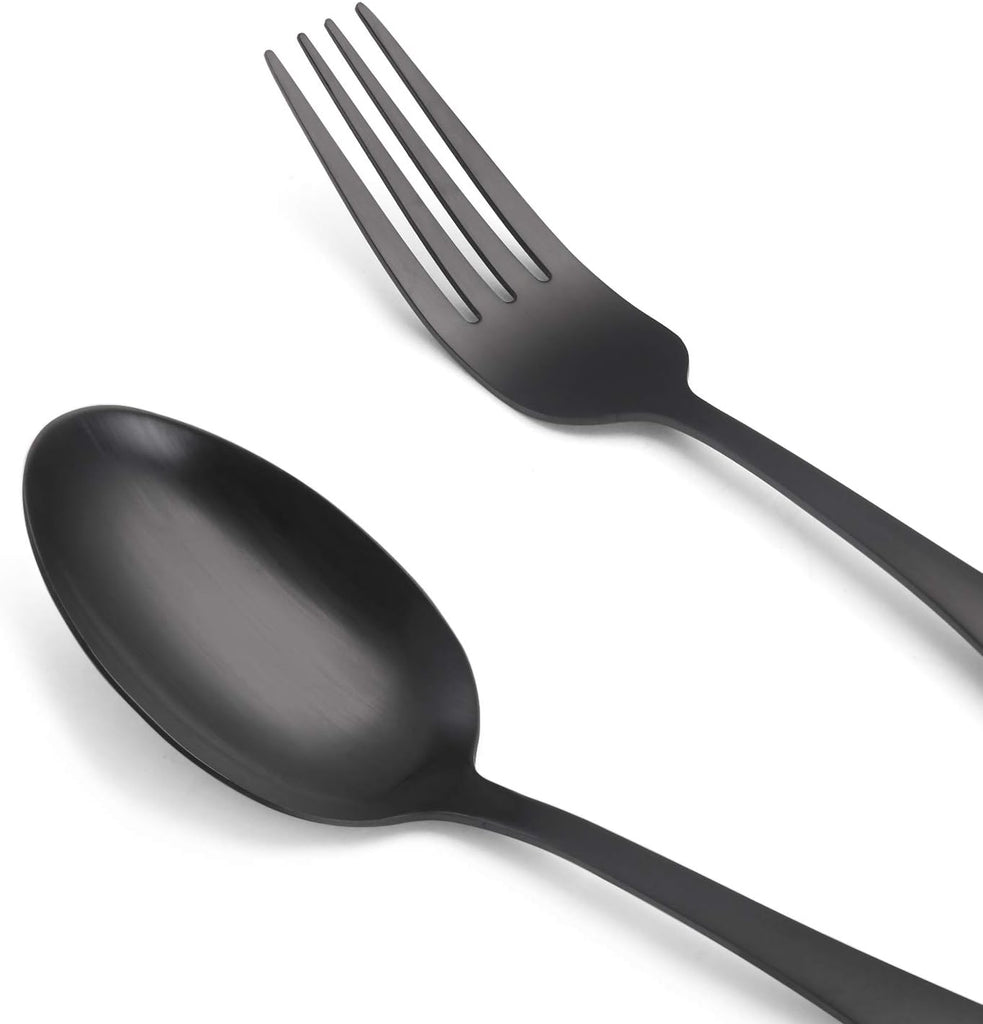 Matte Black Silverware Set, Satin Finish 40-Piece Stainless Steel Flatware set, Tableware Cutlery Set Service for 8