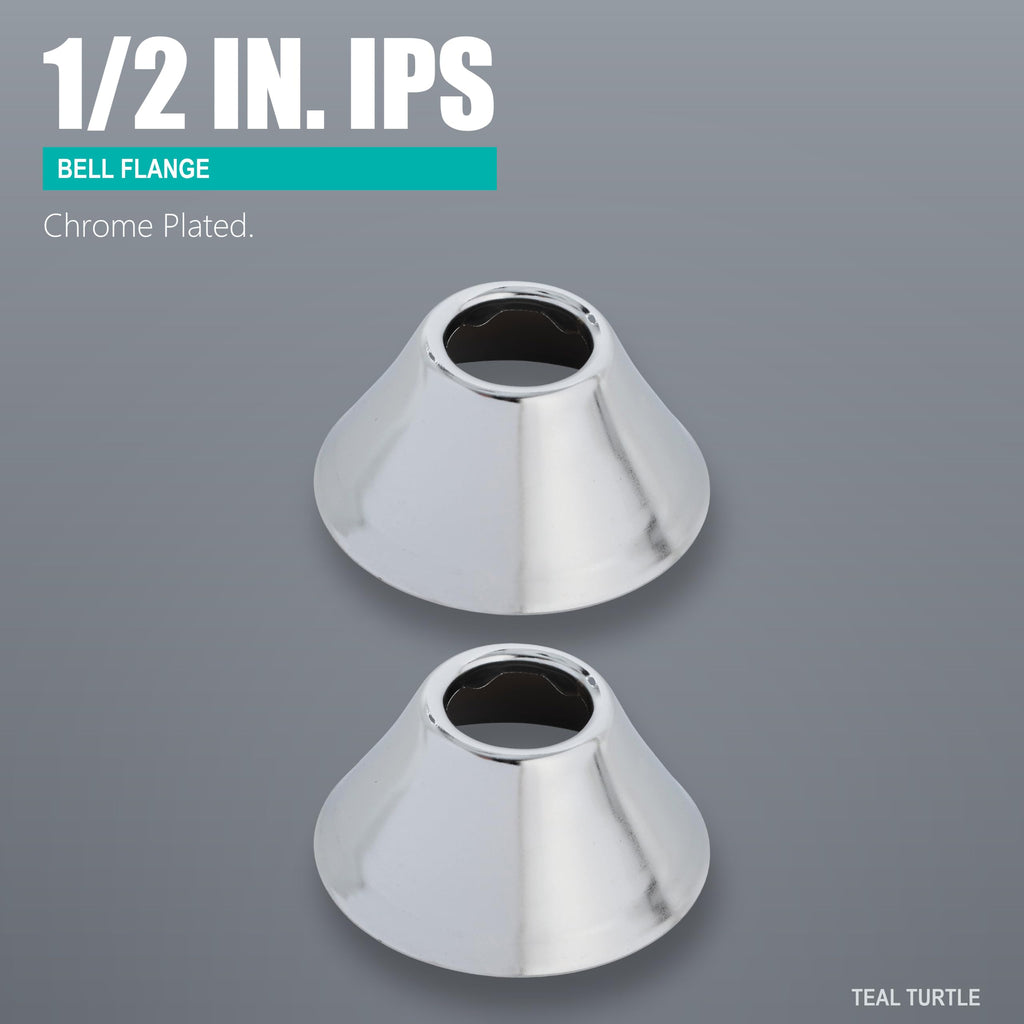 1/2 Inch IPS Chrome Plated Bell Flange, 2 Pack