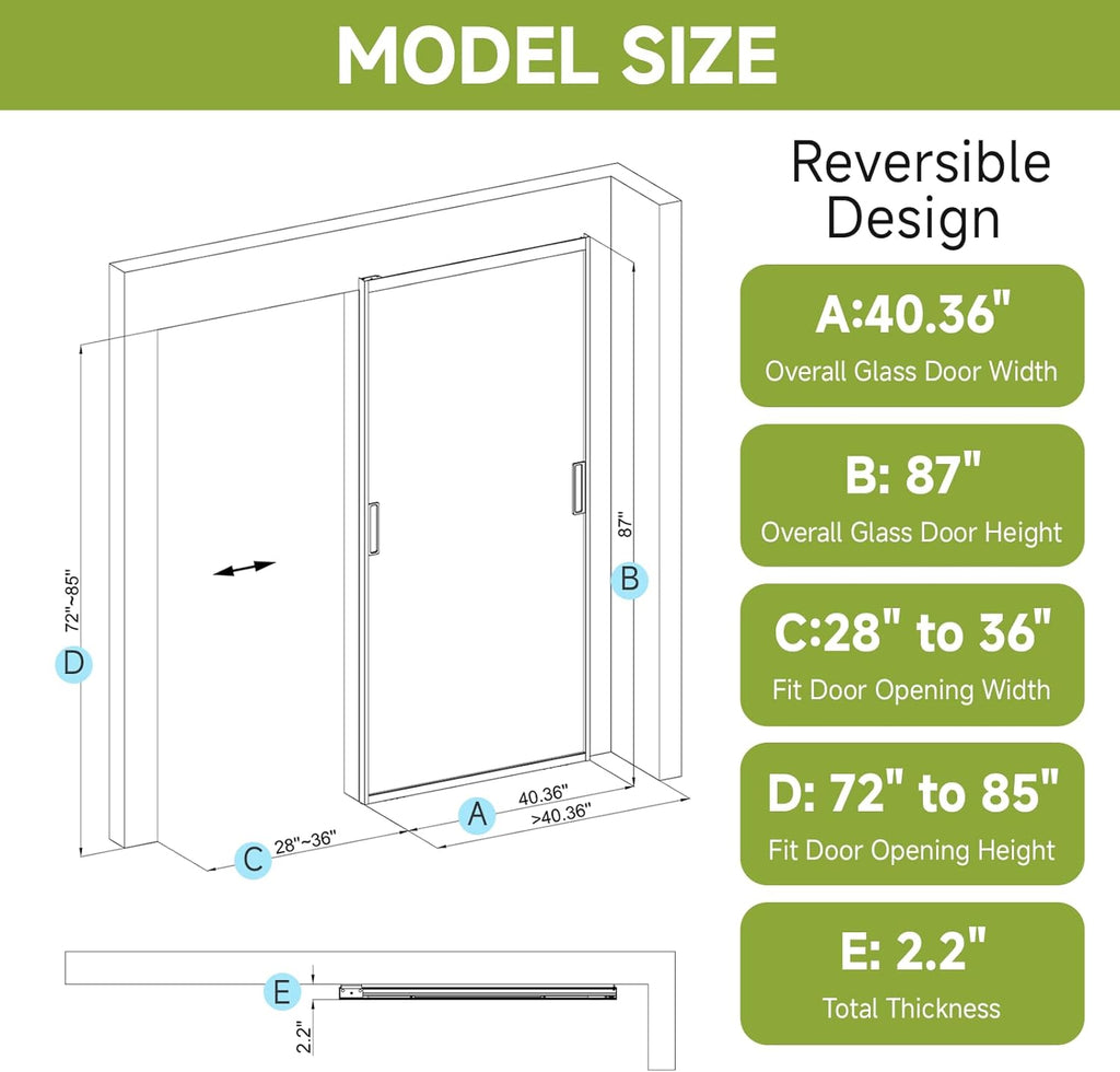 40" x 87" Concealed Sliding Glass Barn Door with Soft Close Hardware Kit, 5/16" Frosted Tempered Gla