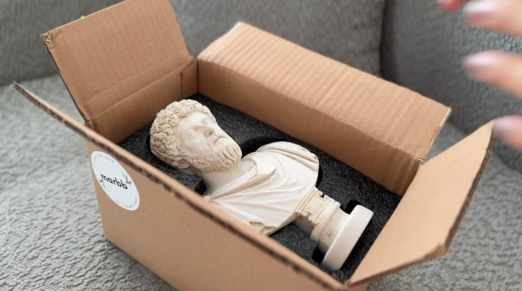 Marcus Aurelius Bust - Elegant Marble Statue Decor and Philosophy Book Collections | Inspirational for Stoicism and