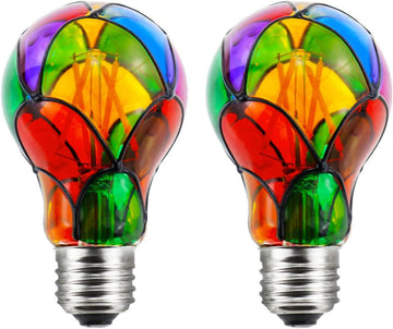 Dimmable Stained Glass LED Light Bulb Led Color Bulb,E26 Base 4 Watts A19/A60 LED Light Bulbs,for Party Light,Festive