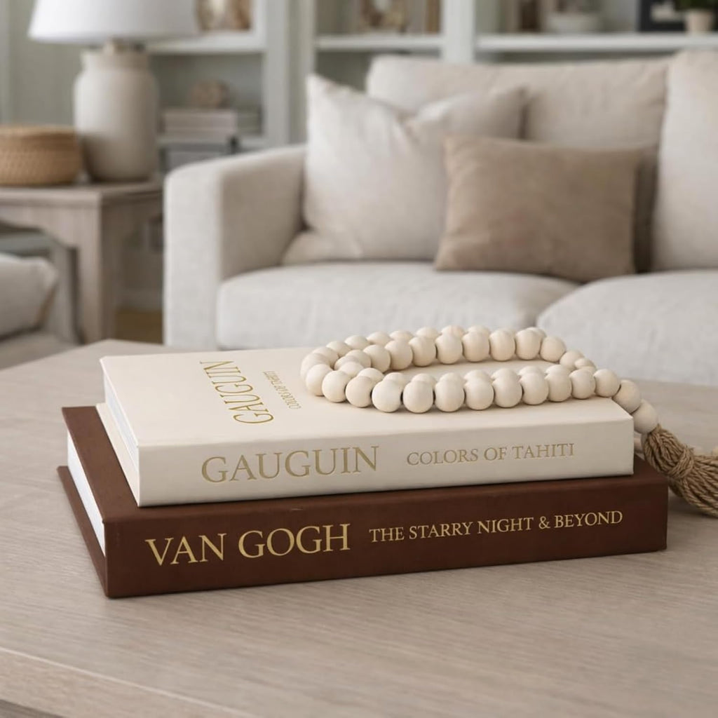 Decorative Books Decor - Stackable Faux Book Box for Coffee Table Styling & Hidden Storage - Neutral Linen Fake Books