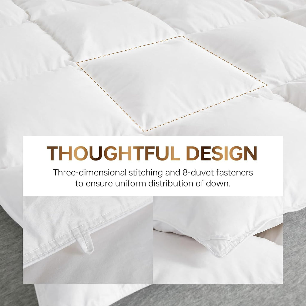 Goose Down Comforter Twin, Fluffy Soft Noiseless Duvet Insert, 100% Cotton Shell, 750+ Fill Power, 4
