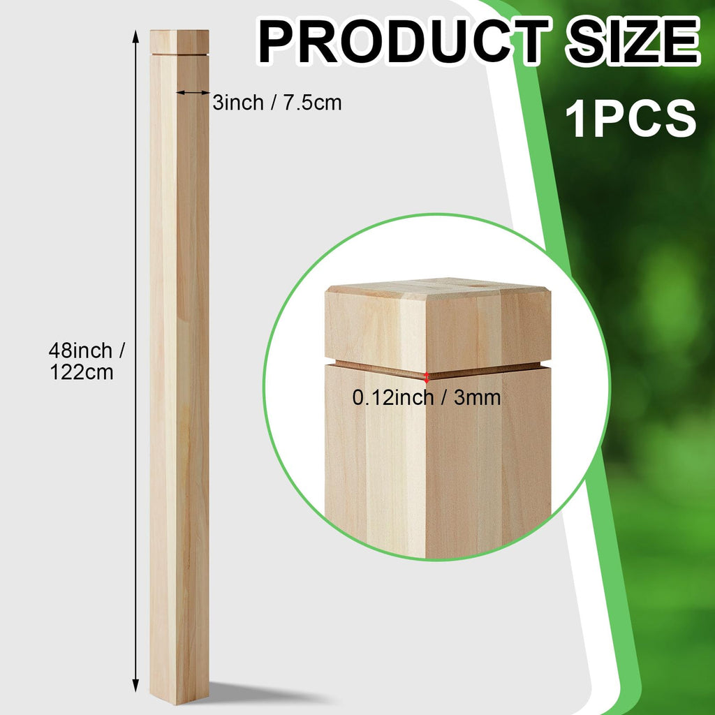 3" x 48" Solid Poplar Stair Newel Post with Single Groove