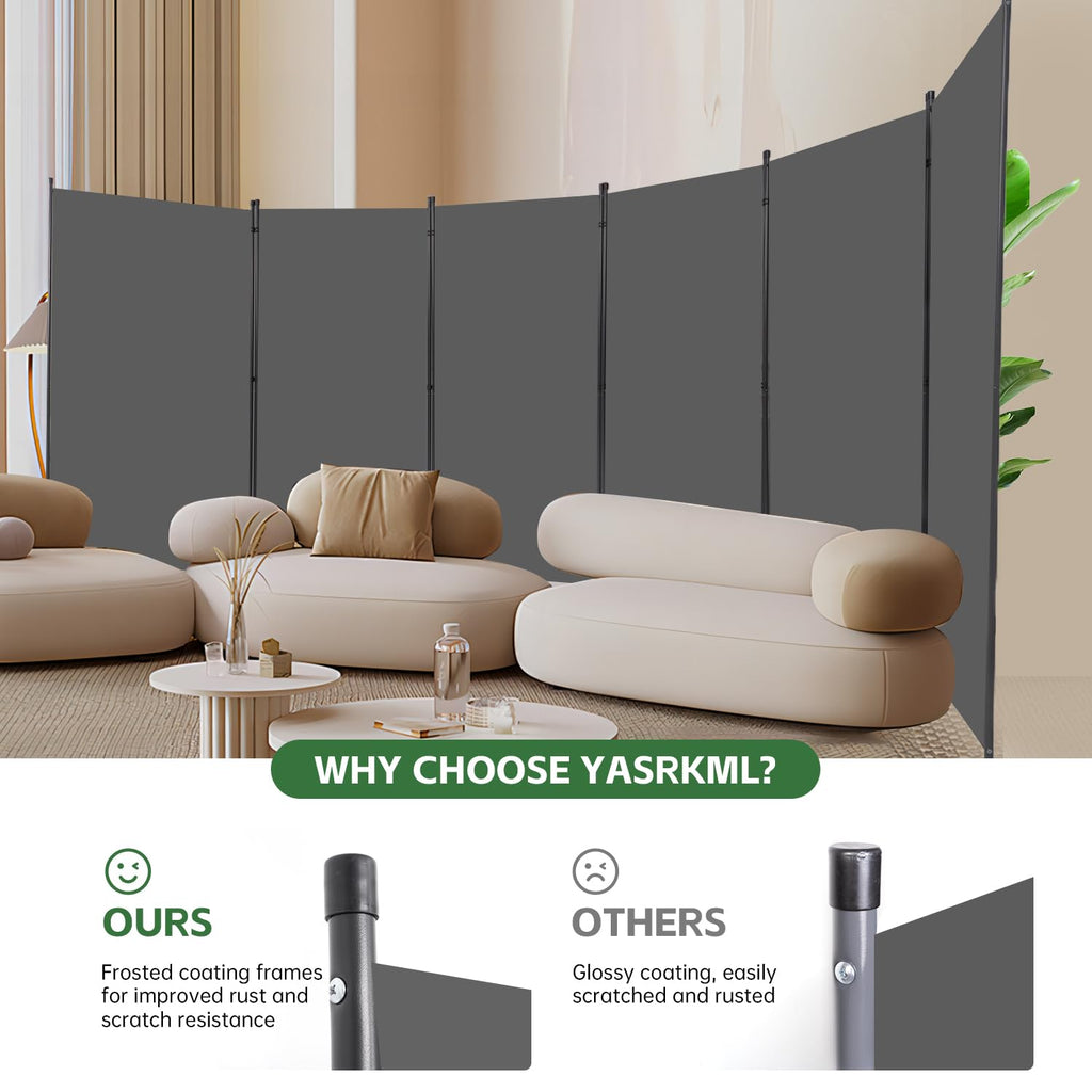 6 Panel Folding Room Divider, Sturdy Frame Freestanding Wall Divider