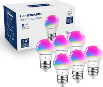 E26 Smart Light Bulb Compatible with Alexa/Google Home, 6PCS