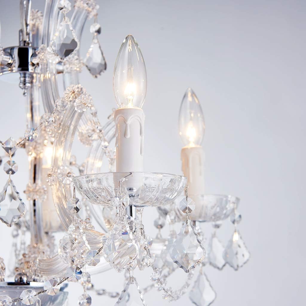 5 Light Crystal Maria Theresa Chandelier, Modern K9 Crystal Chandelier Lighting,Crystal Pendant Lighting Fixture for Dining Room,Bedroom,Living Room,H22 x W20 with Adjustable Chain