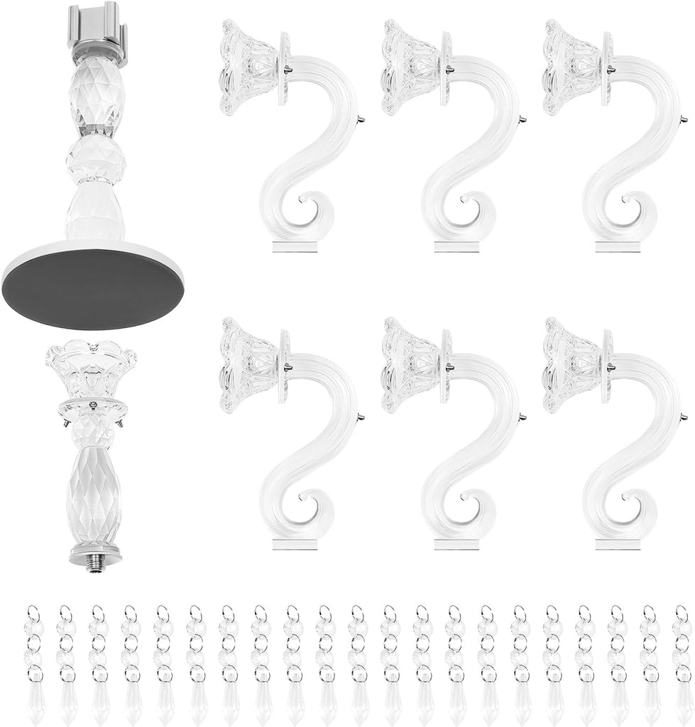 7 Arm Crystal Candelabras, 14" Retro Candle Holder, Atmosphere Candlestick, Vintage European Transparent Candle