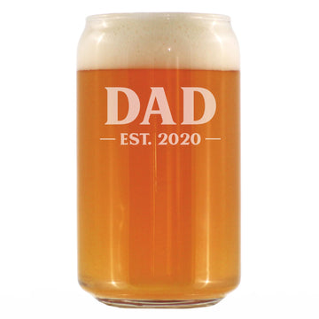 Dad Est 2020 Bold Can Shaped Pint Glass for New Dad - 16 oz