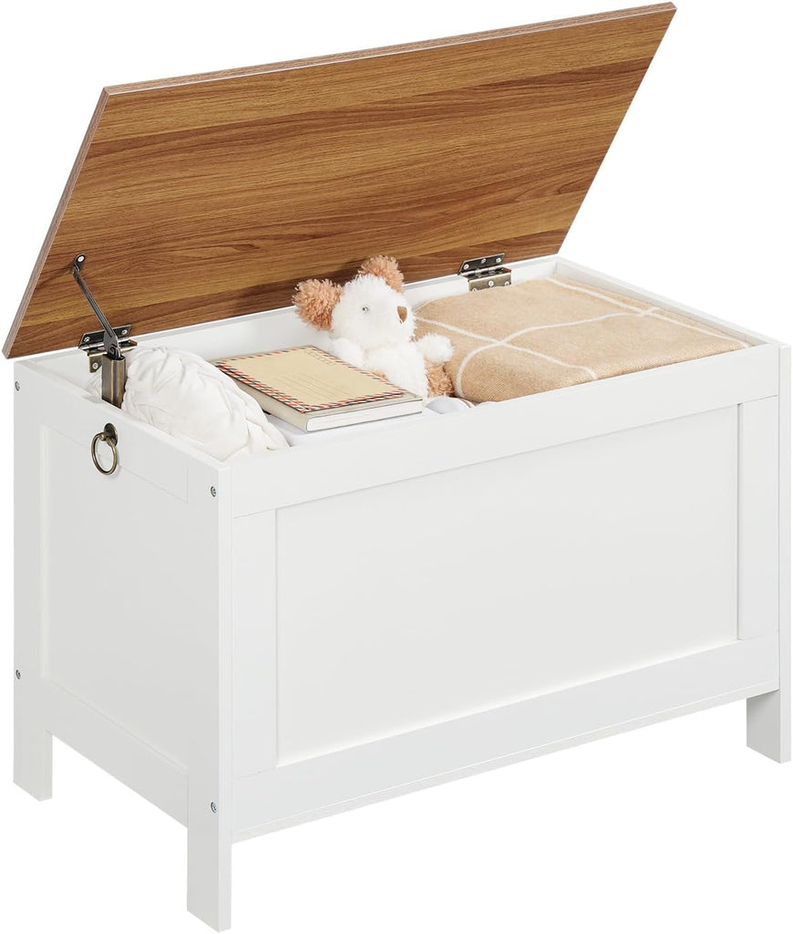 Toy Box, Retro Wooden Look Storage Chest with Safety Hinge, Entryway Storage Bench Supports 220 lb, 29.9 x 15.7 x