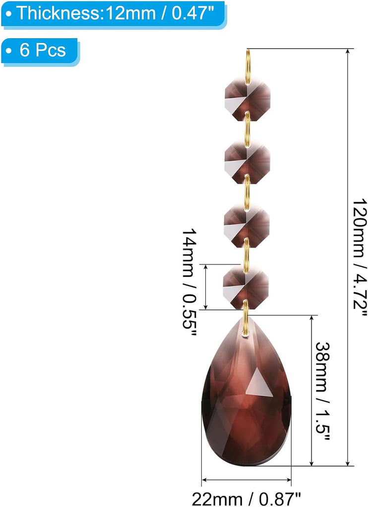 Teardrop Crystal Chandelier, 6 Pack 120mm Length Prisms Part Dark Brown