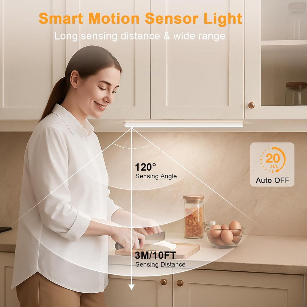 6 Pack 13 inch Under Cabinet Lighting, USB Rechargeable Motion Sensor Light Indoor, Battery Operated Closet Light