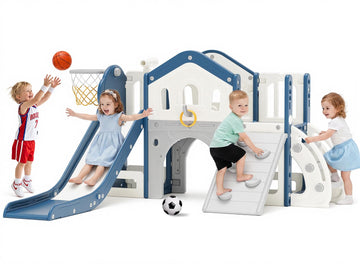 10 in 1 Toddler Slide for Toddlers 1-3 Outdoor Indoor Playset Blue