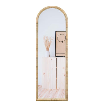 Rattan Full Length Mirror, 64x 20 Full Body Mirror for Wall, Rattan Frame Boho Mirror Decor Bedroom Bathroom