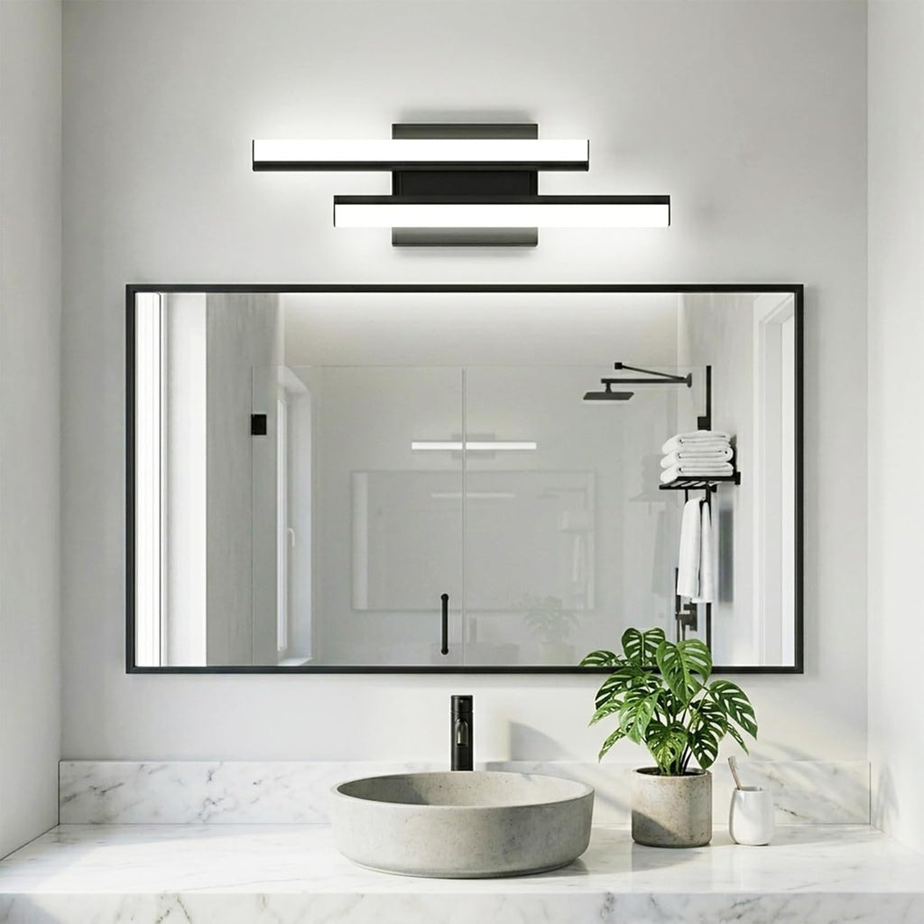 Modern Bathroom Light Fixtures Over Mirror: ETL Certified 18-Inch Retractable Vanity Light Bar , Dimmable LED Black