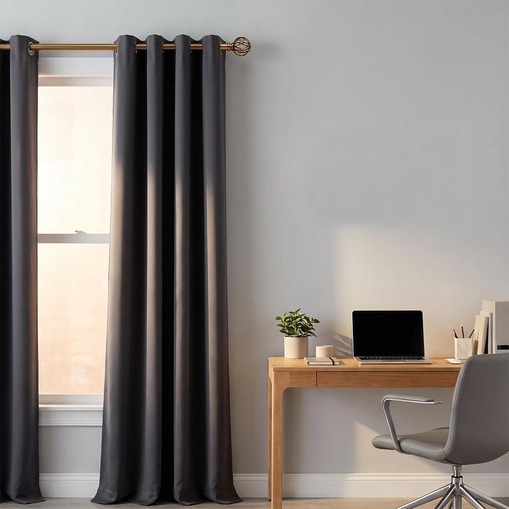 Brass Curtain Rods for Windows, 1 Inch Adjustable Curtain Rod, Heavy Duty Window Curtains Rod