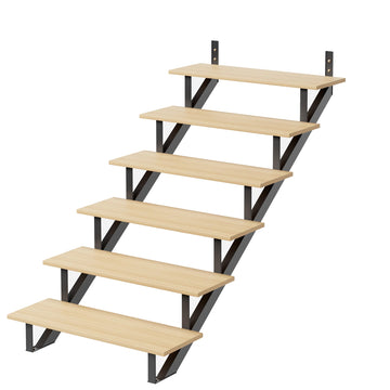 2 Pack Metal Stair Riser, 6 Step Stair Stringer for Deck Height 49.6 in, Steel Stair Step Riser for Outdoor Steps and