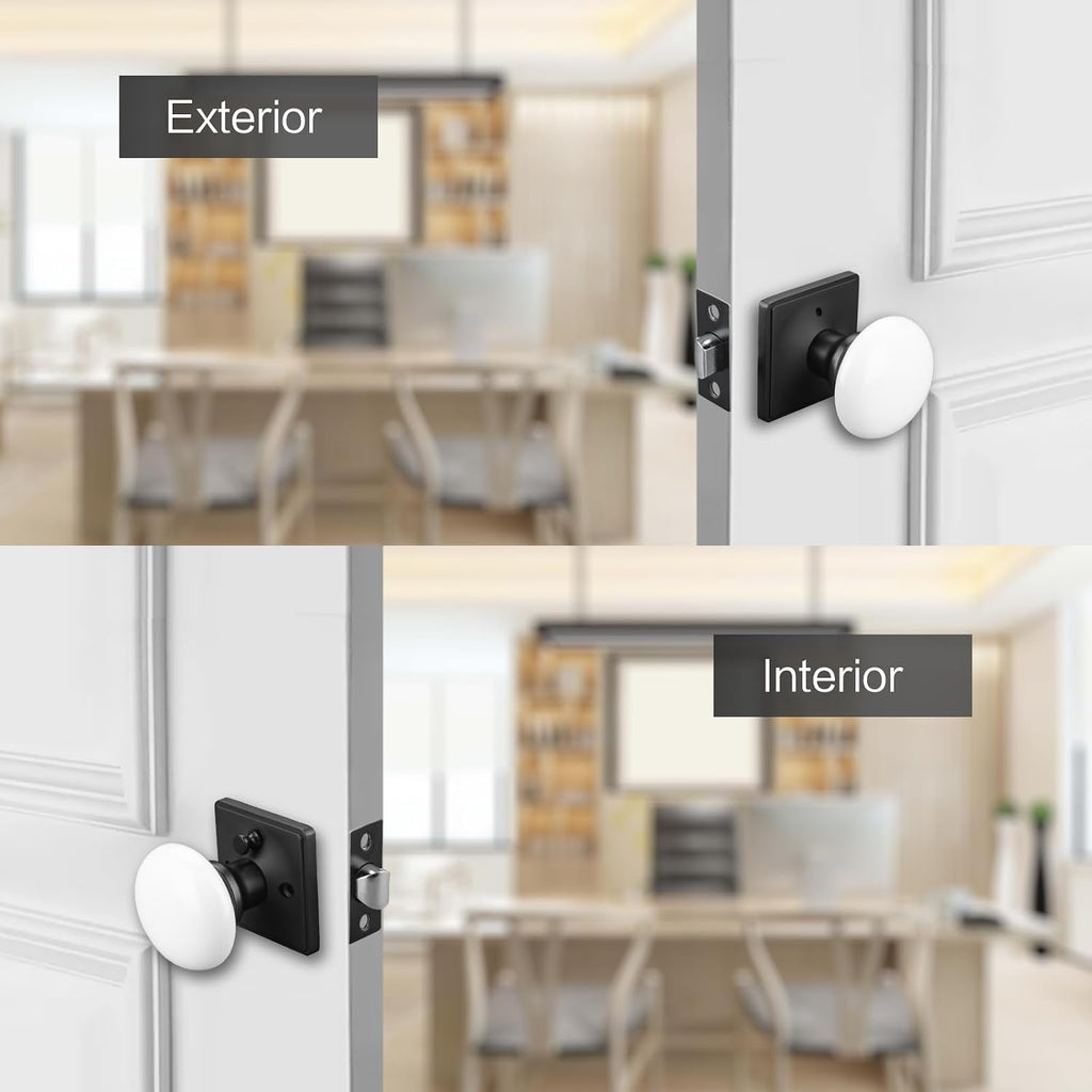 White Door Knobs, Door Knob Interior, Porcelain Square Door Levers, Privacy Door Handles, Door Locks