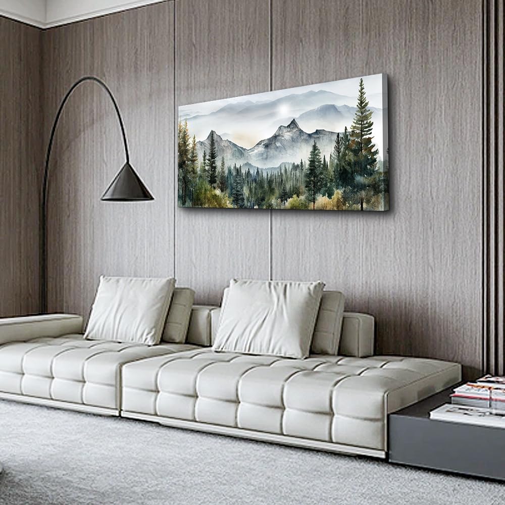 Abstract Mountain Landscape Canvas Art - Modern Wall Decor - Stretched & Framed, Ready To Hang