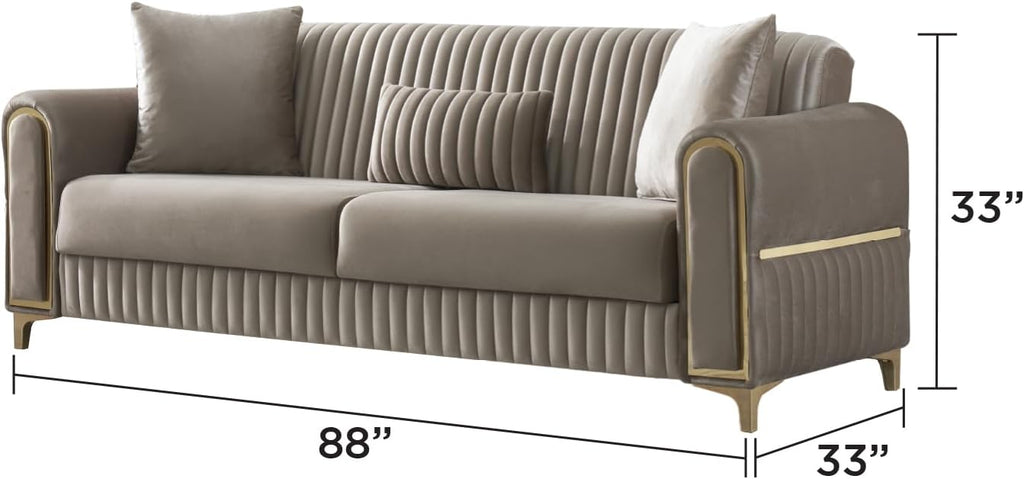 Melody Modern Contemporary Velvet Upholstered 2PC(Sofa + Loveseat) Sleeper Convertible Made with Wood and Iron in