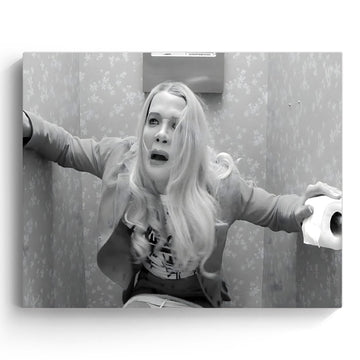 Vintage Framed Canvas Wall Art Bathroom Decor White Chicks Black and White Toilet Panic Poster Print Comedy Painting