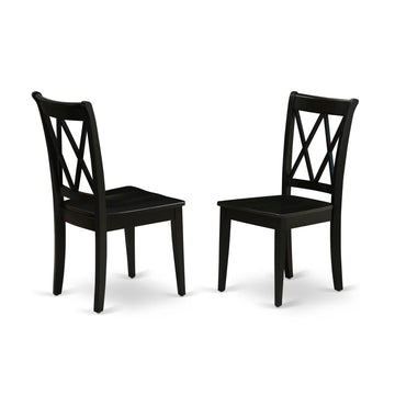 West Furniture CLC-BLK-W Clarksville Dining Chairs - Double Cross Back Wooden Seat Chairs, Set of 2, Black