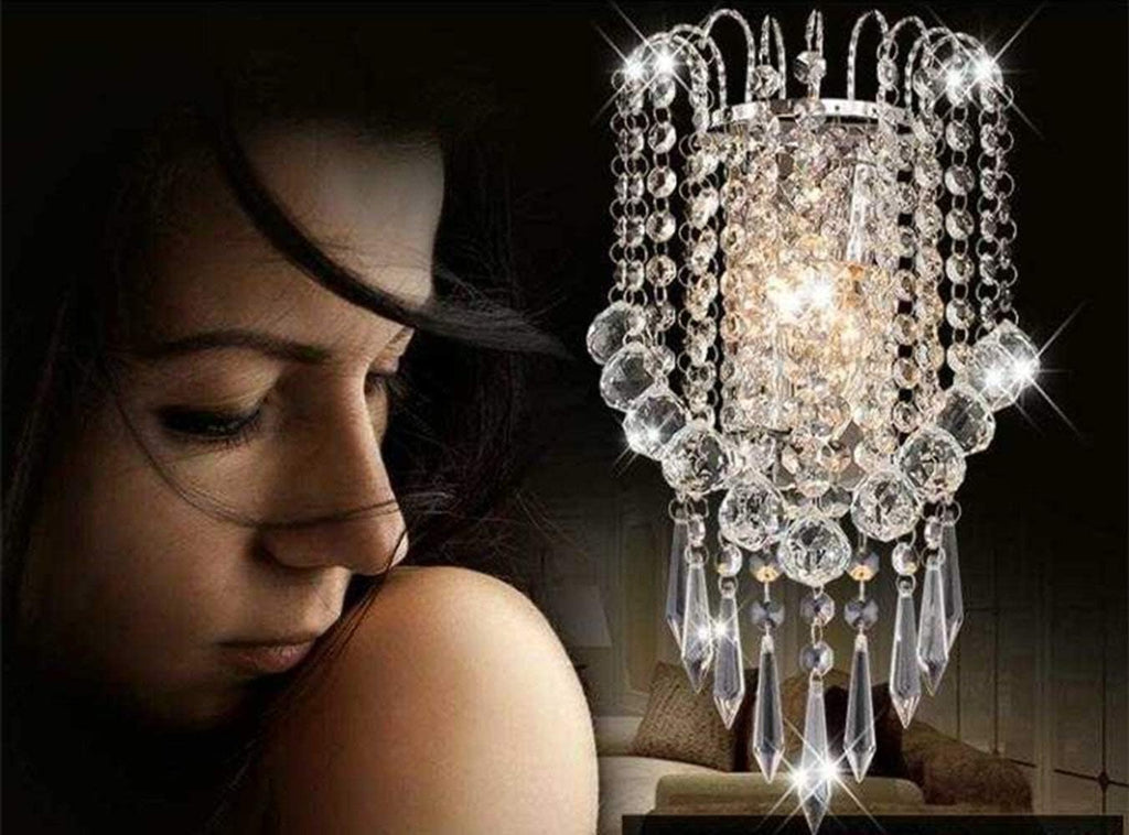 Crystal Wall Light with Crystal Balls Drops Decorative Chrome Modern Besides Wall Lamp Sconce E12*2 Lights for Home