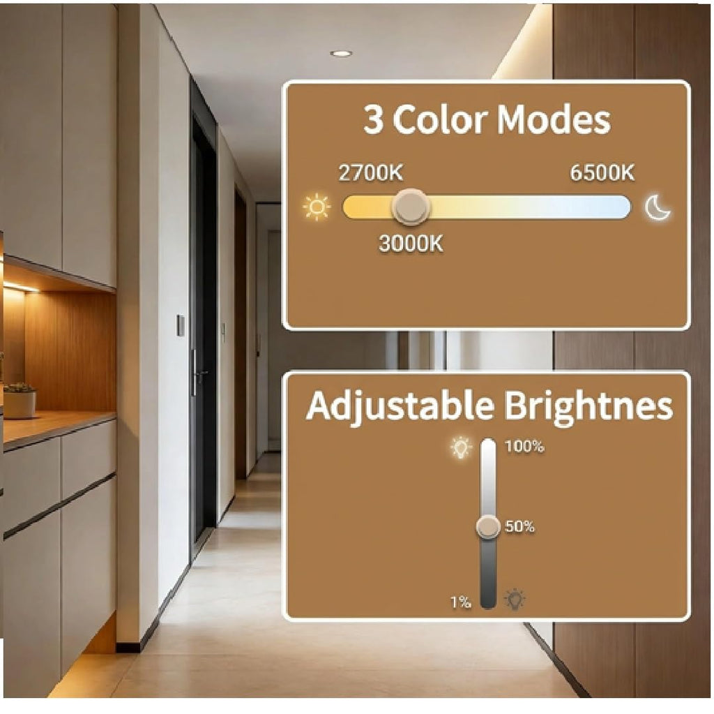 Under Cabinet Lights, 6 Pack Dimmable LED Lighting strip with IR Control, 3 Color Changing Plug in Light Bars