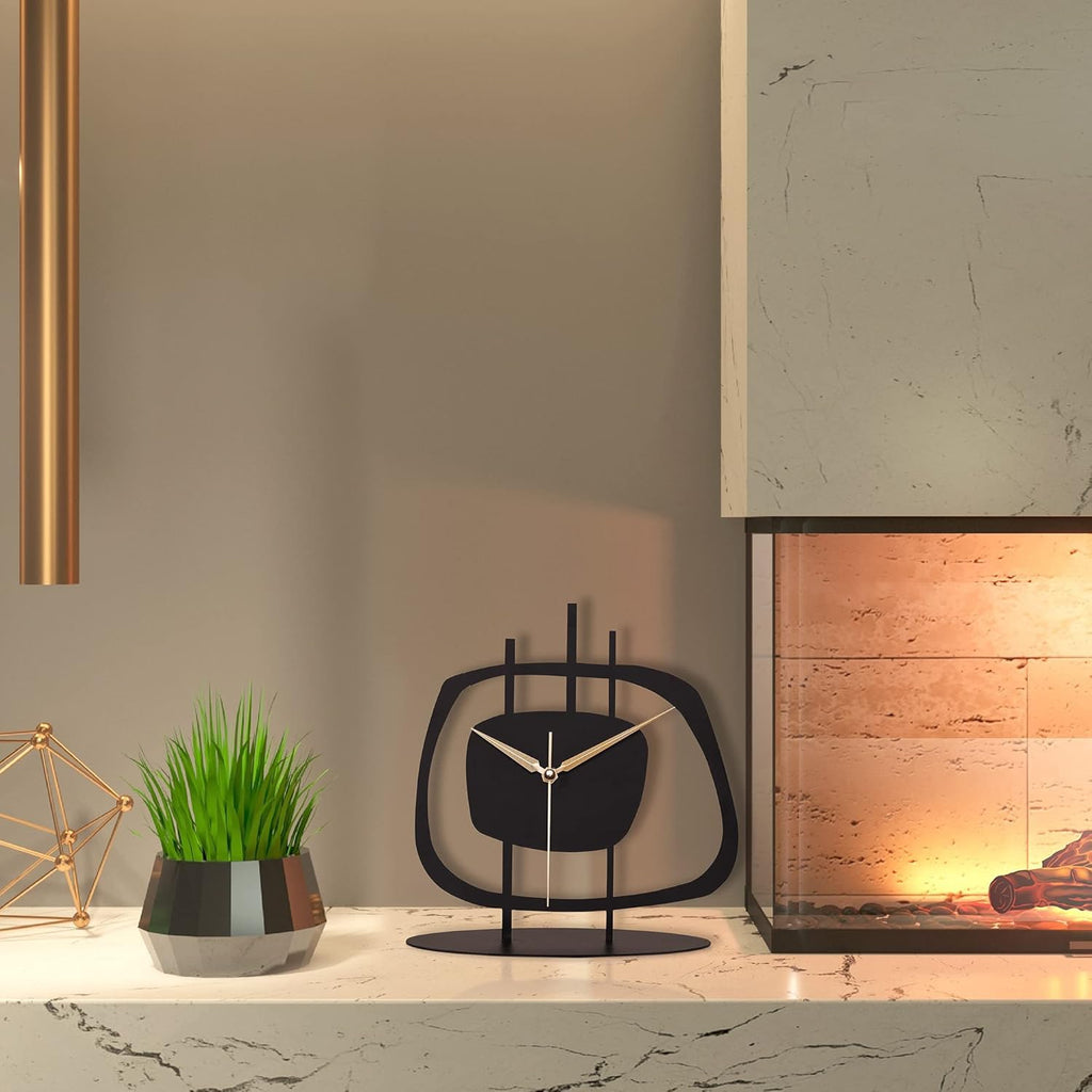 Table Clock Office, Bedside, Kitchen | Silent Running Night Shelf Analog Desk Clock with 8 x 9 inch Size | Decorative