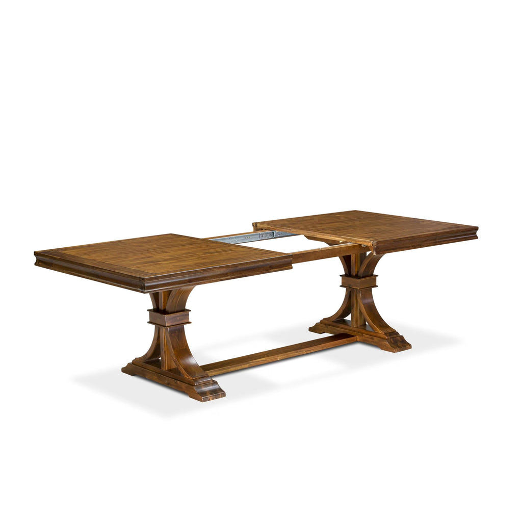 By - LET-AWA-TP - A Wooden Dining Table with Removable Rectangular Tabletop - Antique Walnut Finish