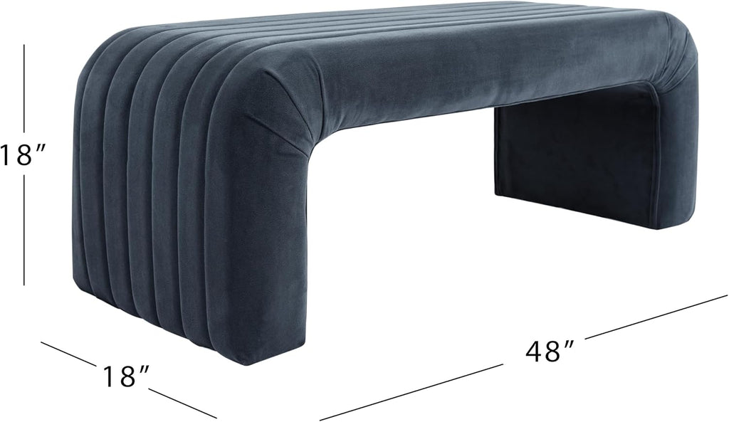 48" Arch Channel Bench - Blue Velvet