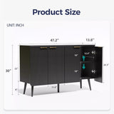 47.2" Modern Fluted Sideboard Cabinet with 4 Doors, Wood Storage Credenza with Shelves