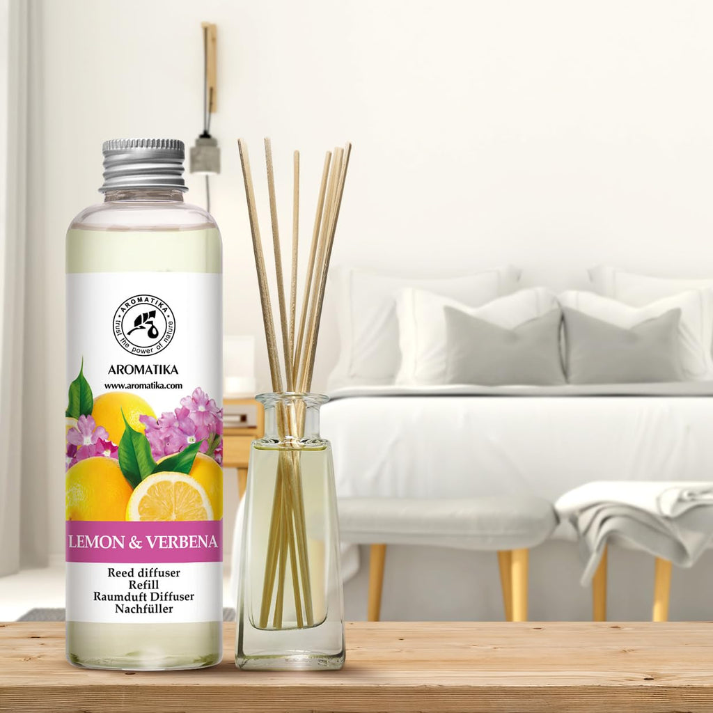 Lemon & Verbena Refill Reed Diffuser 6.8 Fl Oz - Room Diffuser Refill - Home Fragrance - Room Freshener - Fresh and