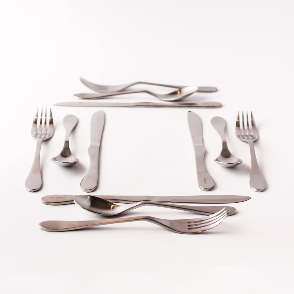 Lite 12 Piece Flatware Set Matte (starter stamped series)