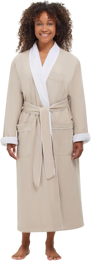 Terry Lined Microfiber Hotel Robe - Luxury Spa Bathrobe