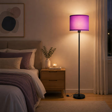 Purple Floor Lamps, 58" Tall Lamp with Linen Lampshade, Foot Pedal Switch
